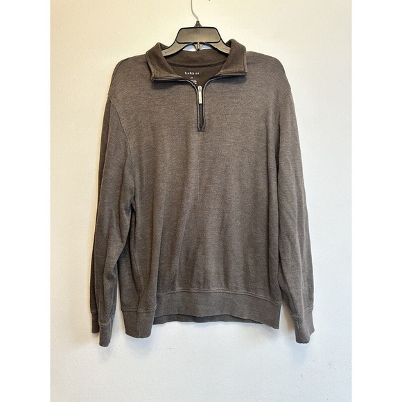 Van Heusen 1/4 Zip Pullover Sweater Long Slv Lt. Brown Men’s Size Med - Picture 1 of 4